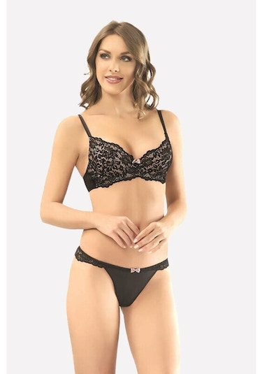 Nbb Kadın Siyah Dantelli Sütyen Külot Takım