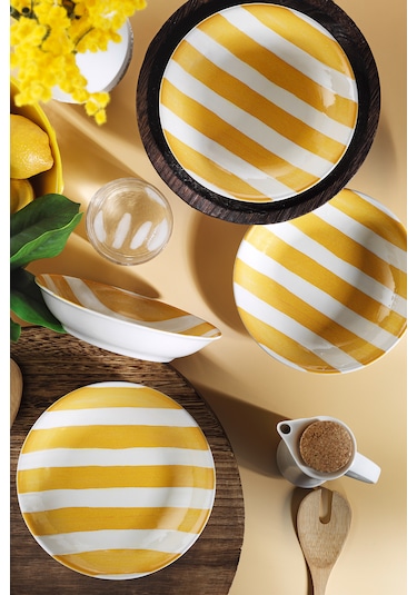 Kütahya Porselen Ocean Line 4 Parça 20 Cm Çukur Tabak Sarı