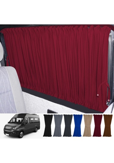 Pandami Iveco Daily 6/7 Nesil Uzun Şase 2014-2023 Uyumlu Bordo Raylı Oto Perde Takımı