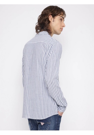 Guess Parker Erkek Mavi Keten Karışımlı Gömlek M5yh16whc20-f7ıx Mavi