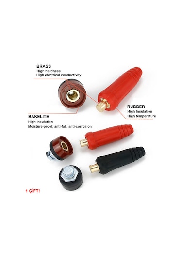 Dkj10-25 200a Konnektör Çift 10-25mm2 Kablo Yüksek Akım Kilitli Panel Tip Konnektör Kaynak Makinesi