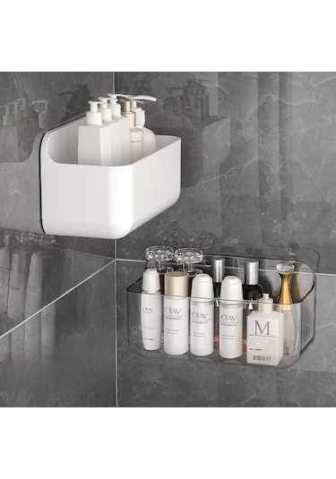 Mufunye Banyo Duş Dolabı, Sürekli Su Akışı Özelliği İle Cam, Plastik Malzemelerden Yapılmış, Delme Olmadan Monte Edilebilir Duvar Takımı A1310500 Şeffaf Uzun Diğer