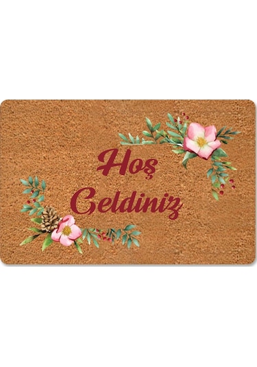 Modern Dijital Paspas - Hoşgeldiniz Karşılama Paspas - Kapı Önü Dekoratif Paspas Fuşya