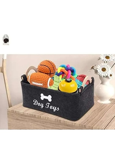 Mufunye Evcil Hayvan Oyuncak Saklama Kare Sepeti, Keçe Malzeme Ve Yüksek Kapasite