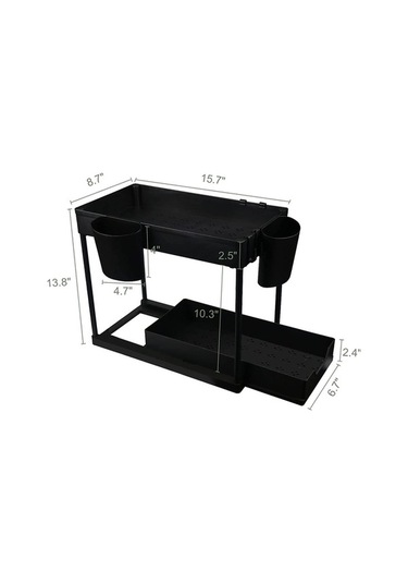 Dancemonkey Lavabo Organizatörleri & Depolama, 2 Katmanlı Mutfak Çekmece Düzenleyici Banyo Kabineti - Siyah Siyah