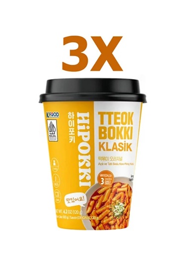 Hipokki Acı ve Tatlı Soslu Kore Tteokbokki Pirinç Keki 3 x 120 G