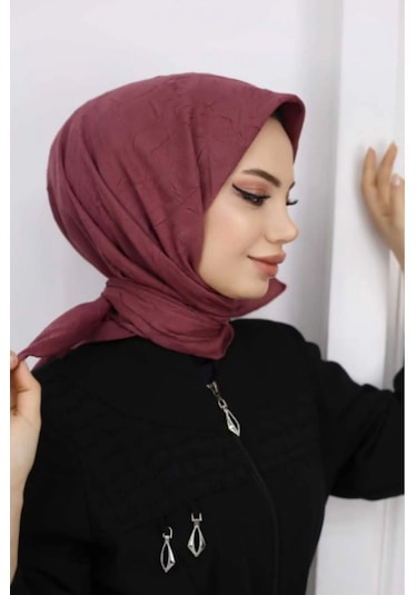 Melodi Scarf Kadın Tesettür Pratik Bambu Kraş Eşarp Gül Kurusu Gül Kurusu