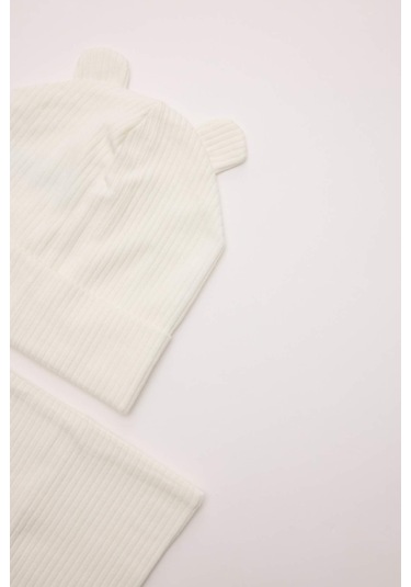 Defacto Kız Bebek 2li Takım Fitilli Kaşkorse Bere Boyunluk C8174a524wnwt43 Beyaz