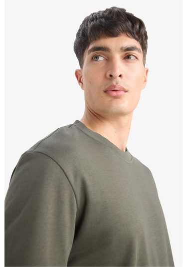 Defacto Regular Fit Bisiklet Yaka Kısa Kollu Tişört E7961ax25aukh444 Haki