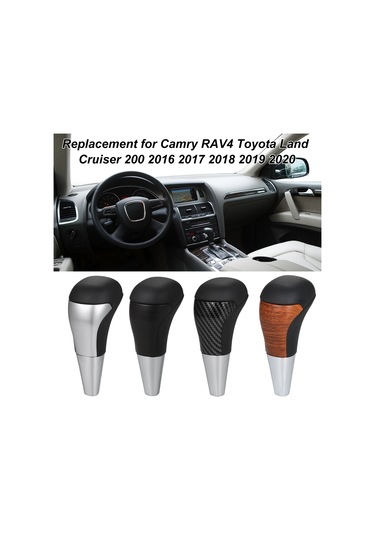Ranyeek Toyota Otomatik Vites Kolu Kapağı: Camry, Rav4, Land Cruiser 200 2016-2020 Ahşap Desenli Pu Deri + Metal El Topu Siyah