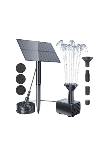 Folinda Kara Renk Güneş Enerjili Fontayna, 1.5w Toprak Somunu, 4 Farklı Sprinkler Modu, Bahçe Ve Çay Bahçesi İçin Dış Mekan Su Sahnesi