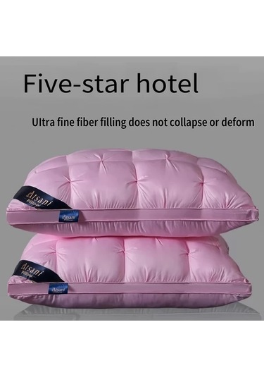 Trendooze 2 Adet Kadife Pembe Ekmek Yastığı Seti Orta Destekli Yetişkin Otel Yastıkları Diğer