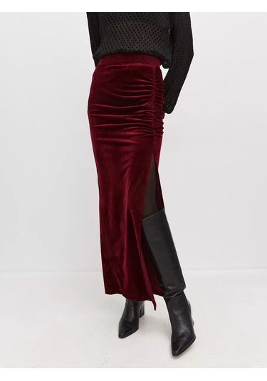 Youmeed Maksı Kadife Etek 189618275 Bordo