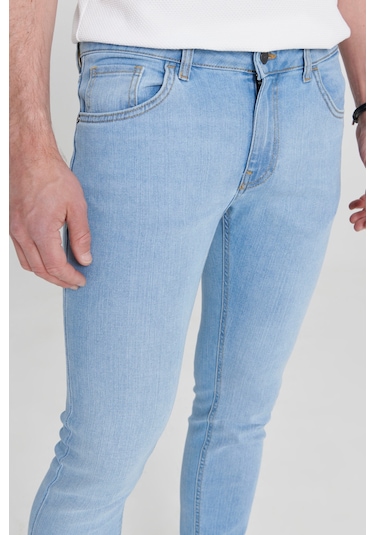 AC&Co / Altınyıldız Classics Ekstra Slim Fit Dar Kesim Pamuklu Riss Erkek Jean Kot Pantolon Mavi