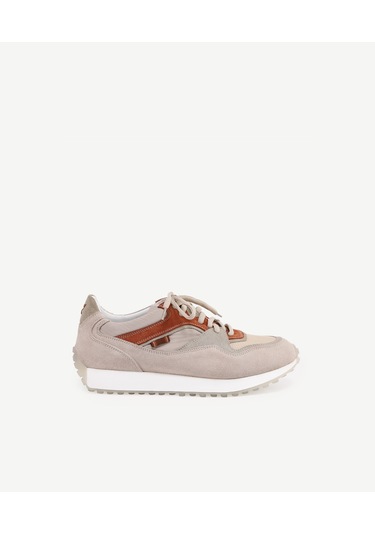 Yargıcı Kumaş Detaylı Deri Sneaker 24yeay4474x 017 Bej