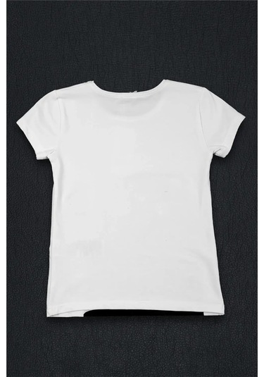 Kız Bebek Beyaz Siyah Kedi Detaylı Yazlık Tişört Beyaz