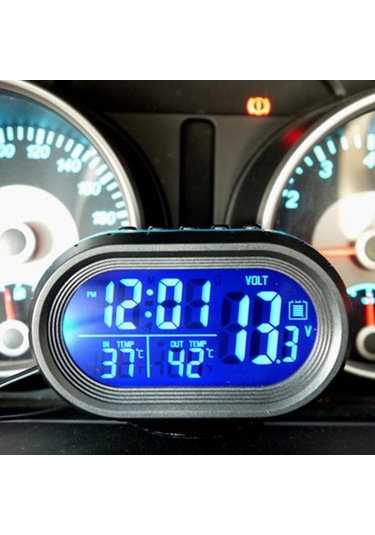 Novahub Arac İçin 3'lü Lcd Ekran: Saat, Termometre, Voltmetre - 12v/24v, Alarmlı - Dış Sıcaklık Ölçer 112 Karakter