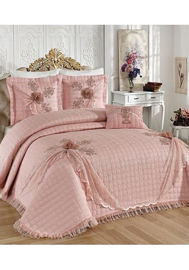 Goncagül Çift Kişilik Yatak Örtüsü Pudra (325326422) Pudra