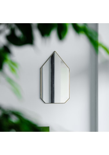 Ayna Duvar Askılı Zincirsiz Geometrik 50x30cm Antik Pirinç