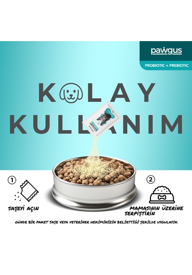 Pawgus Veteriner Serisi Köpekler Için Probiyotik Prebiyotik Sindirim Sistemi Düzenleyici 30 x 2 G