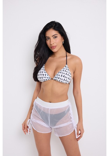 By Papi Büzgülü File Şort Beyaz