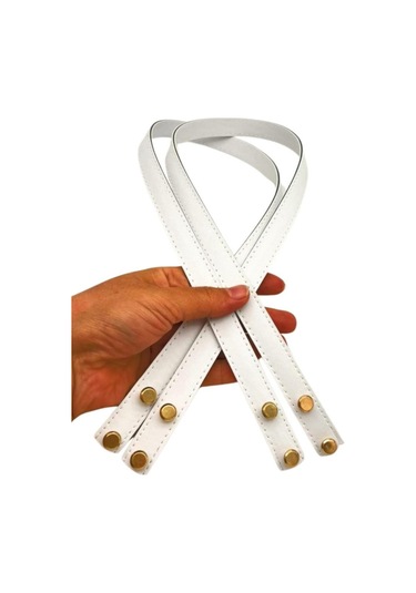 Çanta Aksesuar 70x1.8 Cm Suni Deri Beyaz Renk Vidalı Çanta Sapı