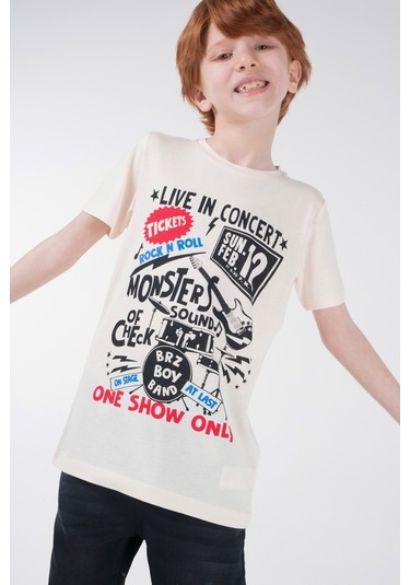 Brz Kids Baskılı Erkek Çocuk Kısa Kollu T-Shirt Somon