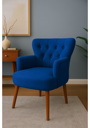 Roma Berjer - Modern Tekli Koltuk - Babyface Kumaş - Saks Mavi