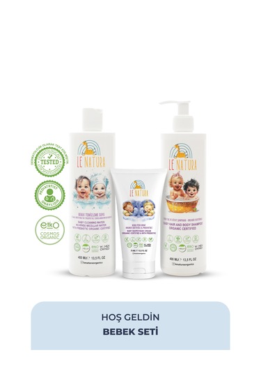 Le Natura Hoş Geldin Bebek Seti Organik Bebek Şampuanı - Pişik Kremi - Bebek Miseler Temizleme Suyu