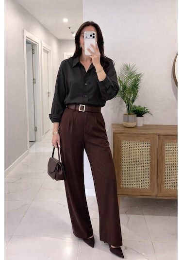 Lijuri Siyah Oversize Keten Gömlek 3510