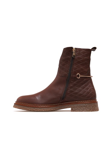 Kadın Hakiki Deri Casual Günlük Bot 25k D25kb-8585 Z Kahve Kahve