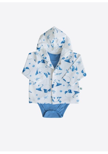 Organik Panda 3'lü Set Mavi Mavi