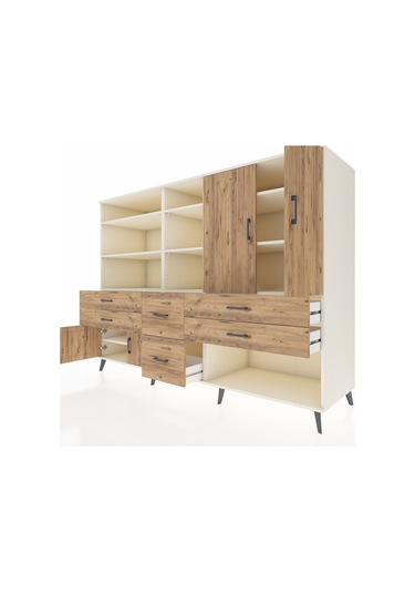 Kronos Dolap 10 Raflı 6 Çekmeceli 4 Kapaklı 220x59x163 Aytaşı-çam Aytaşı-çam