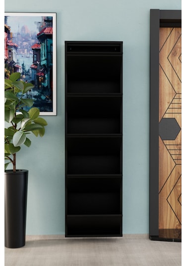 5 Kapaklı Metal Ayakkabılık Siyah Siyah