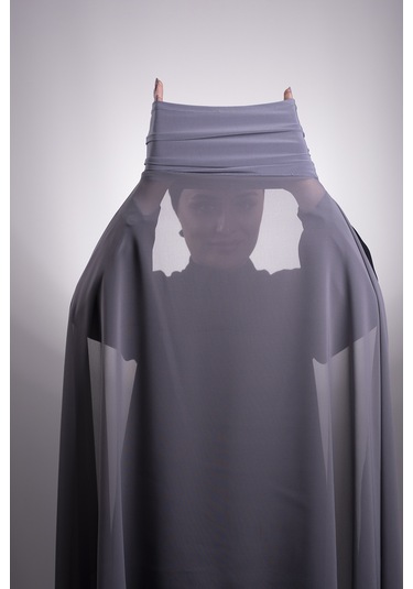 Füme Pratik Hazır Geçmeli Şal Şifon Boru Boneli 3001_25