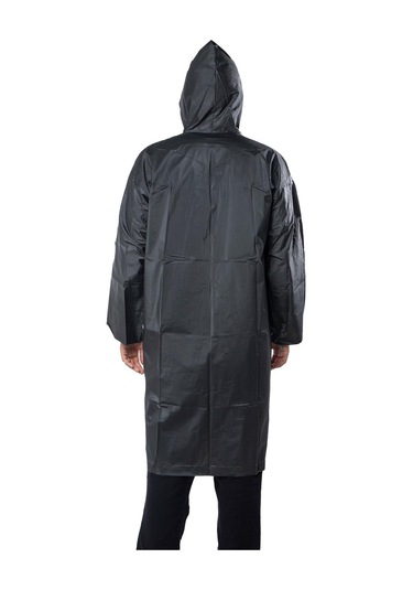 Marlux Unisex Su Rüzgar Geçirmez Kapüşonlu Çıtçıt Düğme Eva Yağmurluk - Siyah - Beyaz