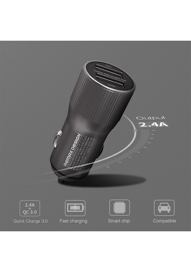 Createtech Usb Tarnish Serisi Şarj Retour Remax Rcc221 Qc3.0 Cihazı Çift Araç Pg