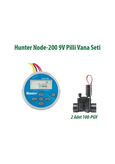 Hunter Node-200 1 İstasyonlu Pilli Kontrol Ünitesi 9v. Ve 2 Adet 100pgv Vana Seti