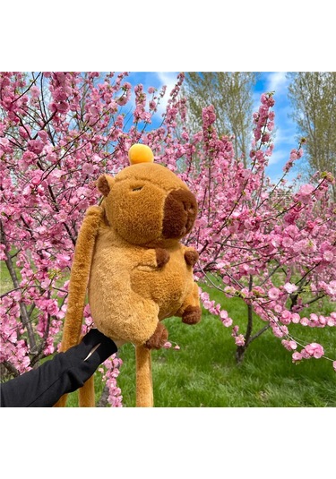 Sevimli Yumuşak Peluş Kapibara Sırt Çantası Kız Moda Kadınlar Bej