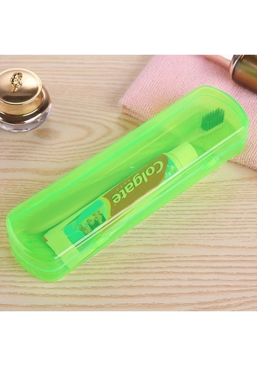 Fochsia Büyük Boy Şeker Renkli Yeşil Seyahat Diş Fırçası Ve Macun Taşıyıcısı - Dayanıklı Formaldehitsiz Saklama Kutusu