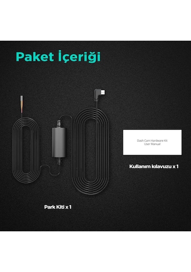 360+ Botslab G300H Pro/HK30 Pro Araç İçi Kamera 24 Saat Park Modu Kiti Akü Bağlantı Kablosu (Micro Usb)