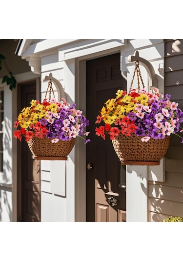 6lı Set Yapay Çiçek Sazlı Mine Karışık Renk 5 Dallı 33cm