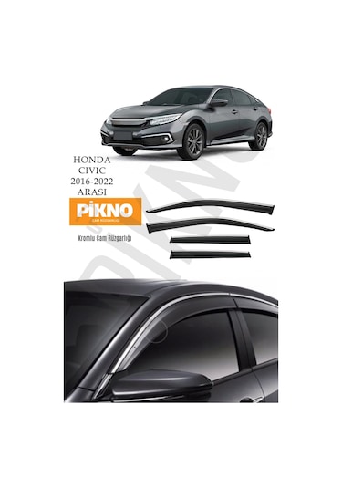 Honda Civic Fc5 2016-2022 Arası Kromlu Cam Rüzgarlığı 4'lü Set A+ Plus