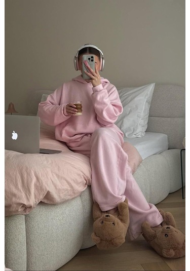 Madmext Pembe Bol Paça Kadın Eşofman Altı Mg2279 Pembe