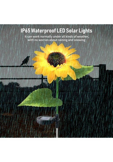 Qingmipy 2'li Ayçiçeği Şekilli Güneş Enerjili Bahçe Aydınlatma Lambaları, Otomatik Açma/kapama, Su Geçirmez, Patio Ve Çim Alanlar İçin Dekoratif Aydınlatma Ilık Beyaz