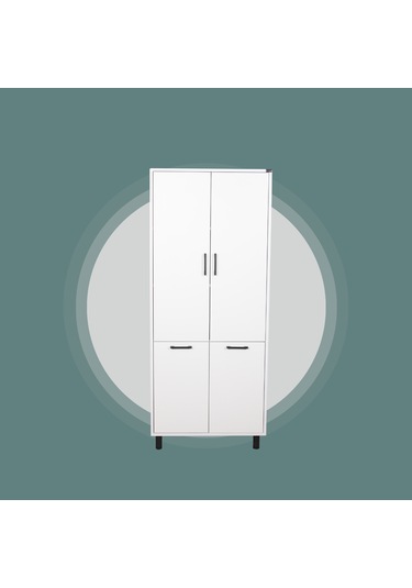 Çift Çamaşır Sepetli Banyo Dolabı Beyaz