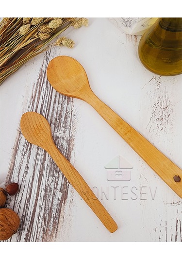 Ahşap Tahta Mutfak Kaşık Seti 2 Parça Kayın Şimşir Ağacı 2-4