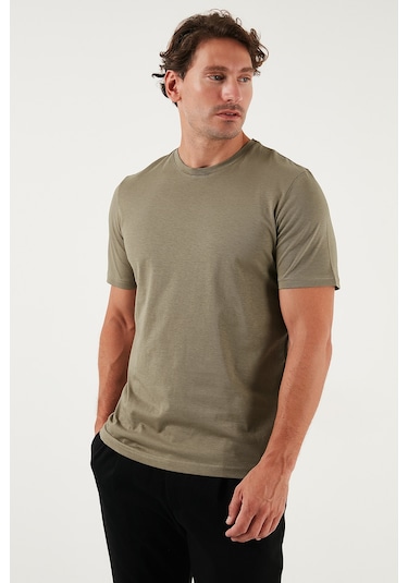 Buratti Pamuklu Regular Fit Bisiklet Yaka Erkek T Shirt 59020204 Vizon Yeşili