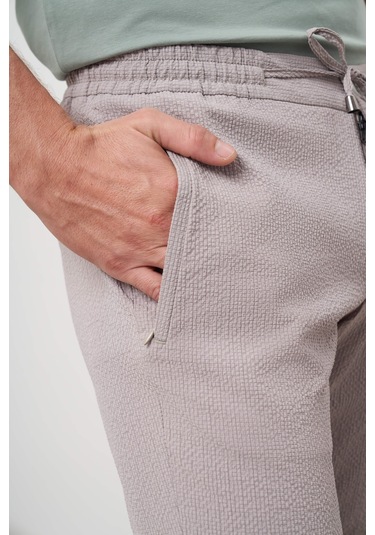 Morven Erkek Taş Polyester İpli Jogger Slim Fit Pantolon Taş