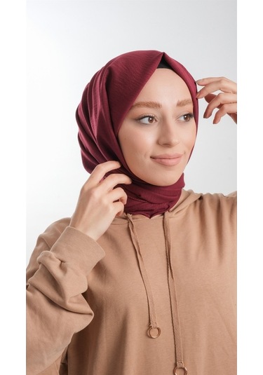 Hürrem Bone 202105_16 Pamuk Düz Klasik Caz Şal Bordo